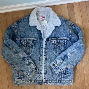 LEVI MENS JACKET SHERPA LINED ACID WASH